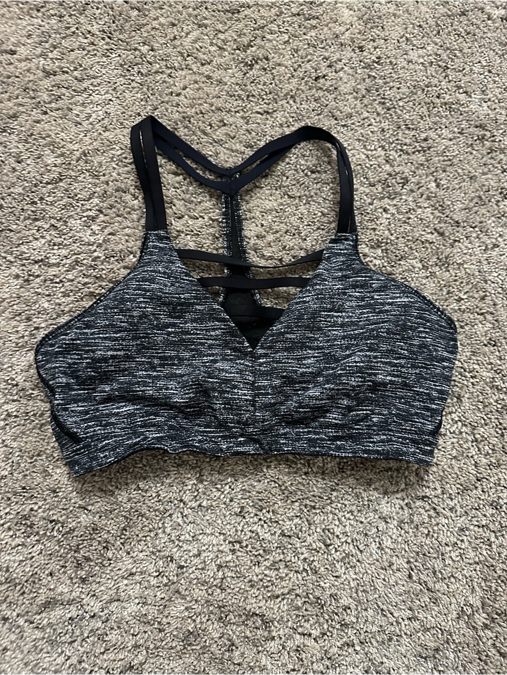 Victoria's Secret Black Heather Strappy Front-Cut Sports Bra
